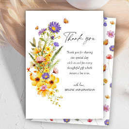 Carte De Remerciements Fleur sauvage Elégant Baby shower Floral Boho