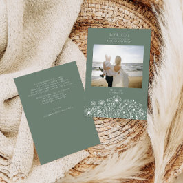 Carte De Remerciements Fleur sauvage Elegant Boho Sage Green Photo Mariag