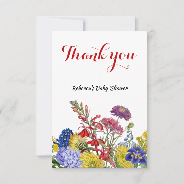 Carte De Remerciements Fleur sauvage en Fleur Whimsical Baby shower flora (Devant)