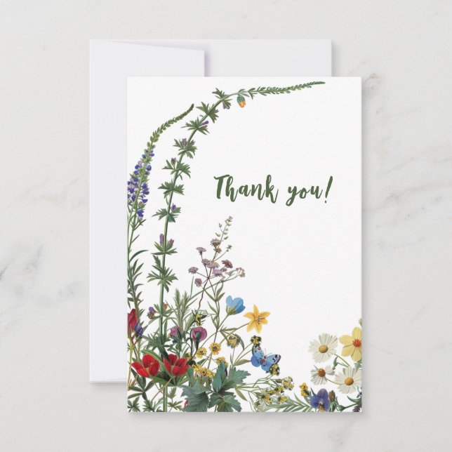 Carte de remerciements fleur sauvage et enveloppe (Devant)