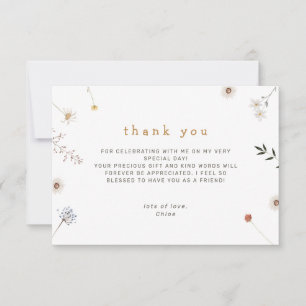 Carte De Remerciements Fleur sauvage Floral minimal