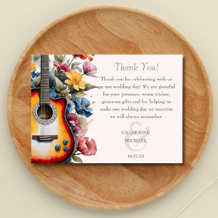 Carte De Remerciements Fleur sauvage guitare Ampersand Mariage musical