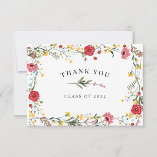 Carte De Remerciements Fleur sauvage jaune rouge