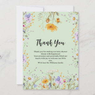 Carte De Remerciements Fleur sauvage menthe florale Remerciements Baby Sh