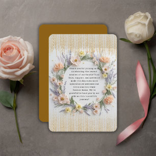 Carte De Remerciements Fleur sauvage or pressé dans le Baby shower de fle