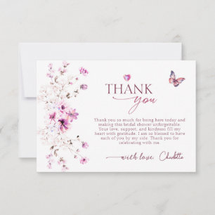 Carte De Remerciements Fleur sauvage Pastel Ruby Rose Fête des mariées