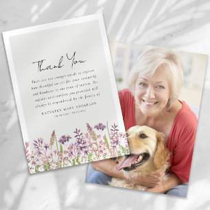Carte De Remerciements Fleur sauvage Photo Sympathy Funérailles