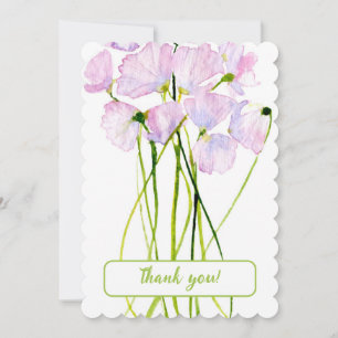 Carte De Remerciements Fleur sauvage pourpre aquarelle