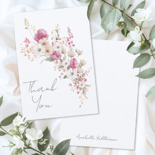 Carte De Remerciements Fleur Sauvage Rose