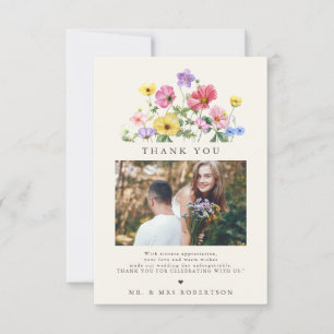 Carte De Remerciements Fleur sauvage Rustic Floral Mariage campagnard pho