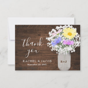 Carte De Remerciements Fleur sauvage rustique Bébé's Breath Mason Jar Mar