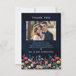 Carte De Remerciements Fleur sauvage Rustique Pays Boho Floral Marine Mar