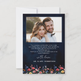 Carte De Remerciements Fleur sauvage Rustique Pays Boho Marine Mariage Ph