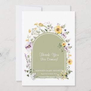 Carte De Remerciements Fleur sauvage Sage Green Baby dans le Baby shower 