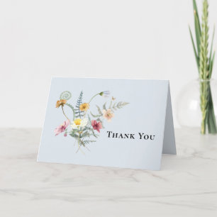 Carte De Remerciements Fleur sauvage simple Fern Dusty Blue Mariage