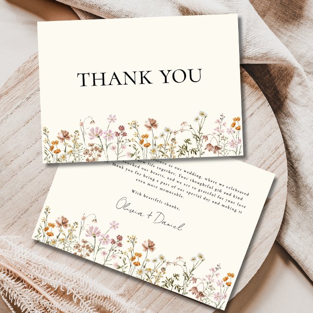 Carte De Remerciements Fleur sauvage Terracotta Beige Boho Mariage (Créateur téléchargé)