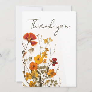 Carte De Remerciements Fleur Sauvage Texte Personnalisé Rouge Jaune Fémin