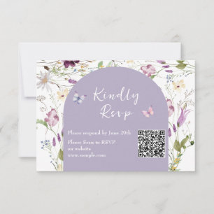Carte De Remerciements Fleur sauvage Wild ONE Papillon Garden Qr Rsvp Car