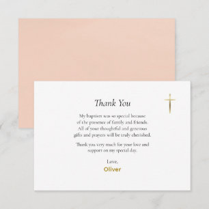 Carte De Remerciements Fleur sauvage Wreath Gold Cross Baptême orthodoxe