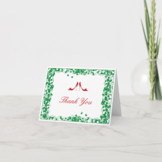 Carte De Remerciements Fleur verte chaussures rouges mariage remerciement