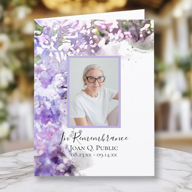 Carte De Remerciements Fleur violette Lilac Aquarelle Sympathie funéraire (Créateur téléchargé)