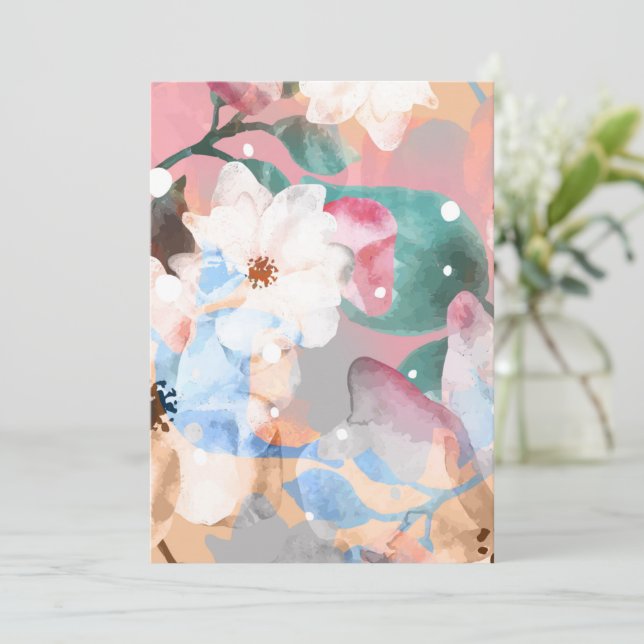 Carte De Remerciements Fleurs abstraites aquarelle 1 (Debout devant)