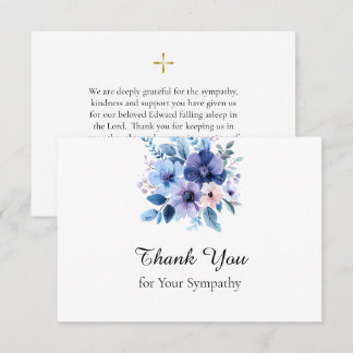 Carte De Remerciements Fleurs aquarelles Funérailles chrétiennes orthodox