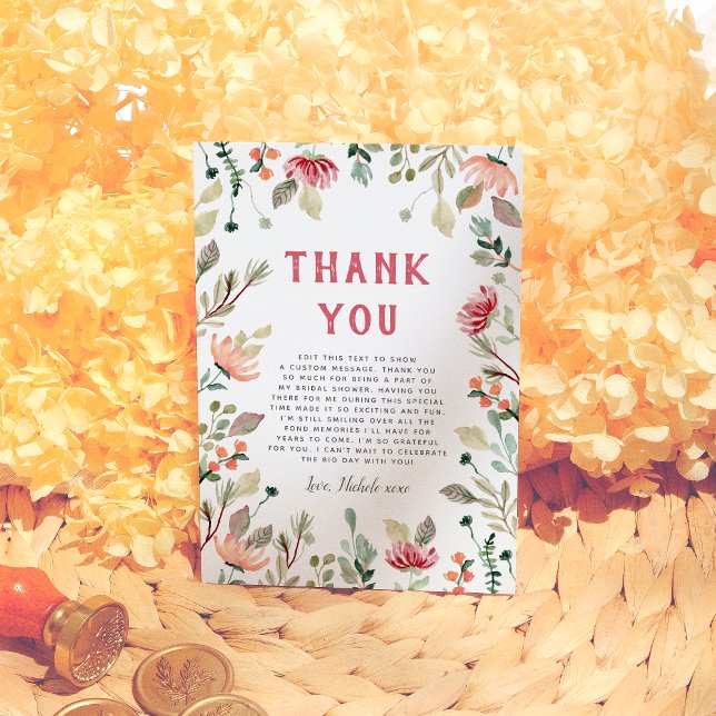 Carte De Remerciements Fleurs aquarelles pour une Baby Shower de Rêve (Créateur téléchargé)