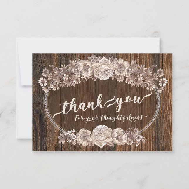 Carte De Remerciements Fleurs aquarelles rustiques (Devant)