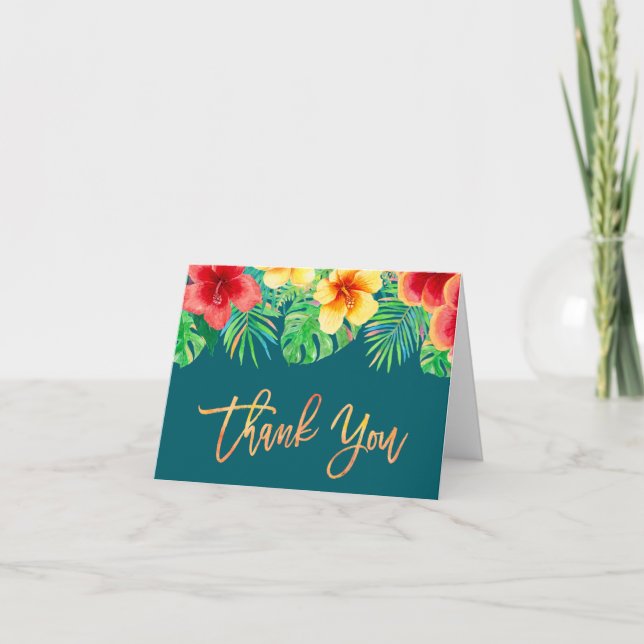 Carte De Remerciements Fleurs aquarelles tropicales (Devant)
