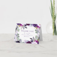 Fleurs aquarelles violettes remerciement de mariag