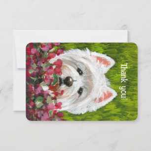 Carte De Remerciements Fleurs blanches et roses