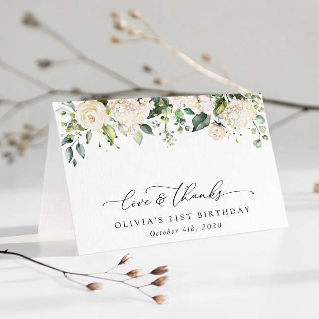 Carte De Remerciements Fleurs blanches, Fleurs de crème, Boho, Anniversai (Créateur téléchargé)