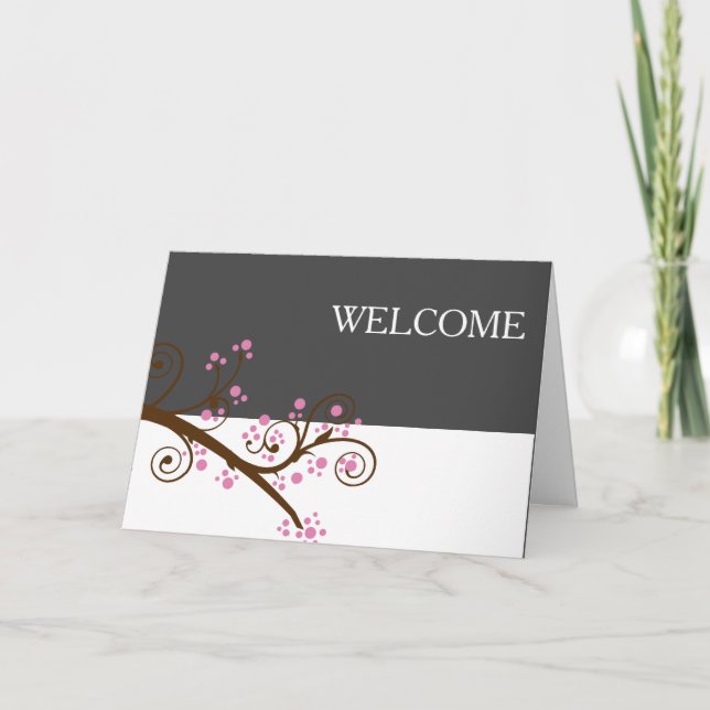 Carte De Remerciements Fleurs blanches noires Brown Branche mignonne Bien (Devant)