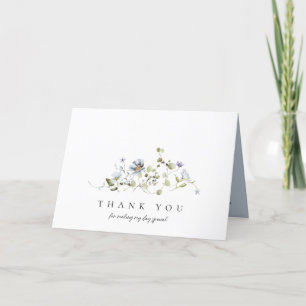 Carte De Remerciements Fleurs Bleu Aérien   Photo de Baby Shower