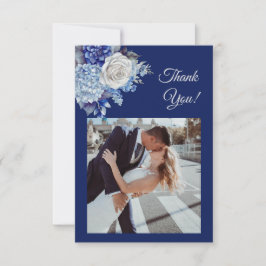 Carte De Remerciements Fleurs bleu aquarelle-Mariage-