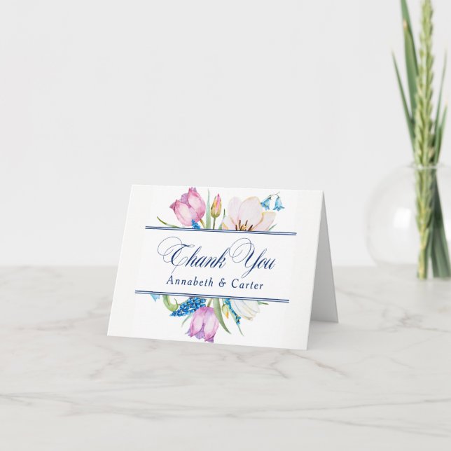 Carte De Remerciements Fleurs botaniques "Merci" (Devant)