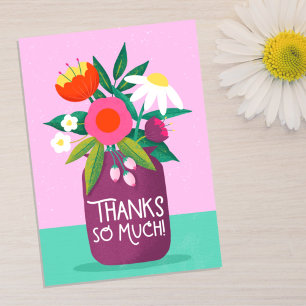 Carte De Remerciements Fleurs Colorées Audacieuses 