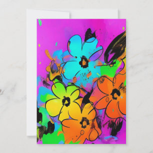 Carte De Remerciements Fleurs colorées d'aquarelle fuchsia orange kitty