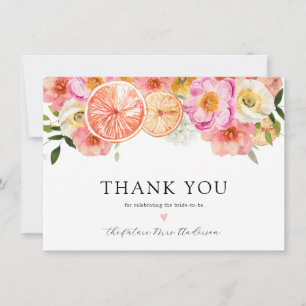 Carte De Remerciements Fleurs d'agrumes rosesMerci de douche nuptiale