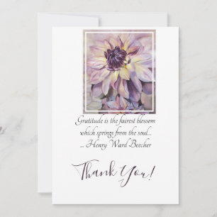 Carte De Remerciements Fleurs dahlia violettes en aquarelle