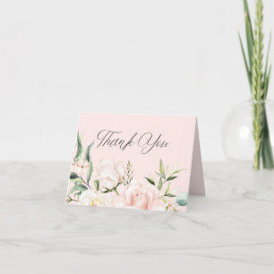 Carte De Remerciements Fleurs d'aquarelle chic rose vif douche nuptiale t