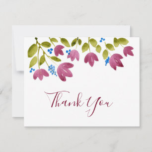 Carte De Remerciements Fleurs d'aquarelle magenta