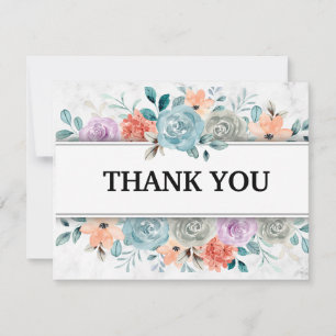 Carte De Remerciements Fleurs d'aquarelle modernes colorées