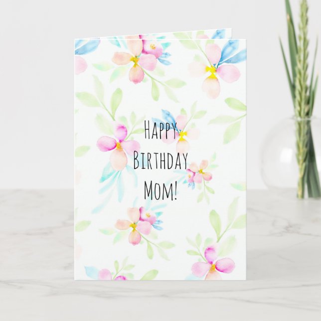 Carte De Remerciements Fleurs d'aquarelle rose Anniversaire (Devant)