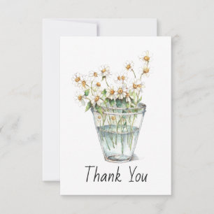 Carte De Remerciements Fleurs de camomille à l'aquarelle dans du verre