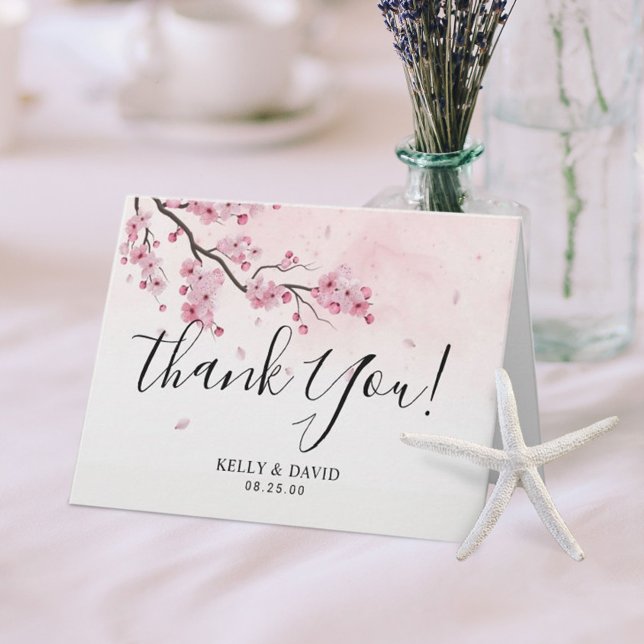 Carte De Remerciements Fleurs de cerisier florales roses à l'aquarelle Me (Créateur téléchargé)