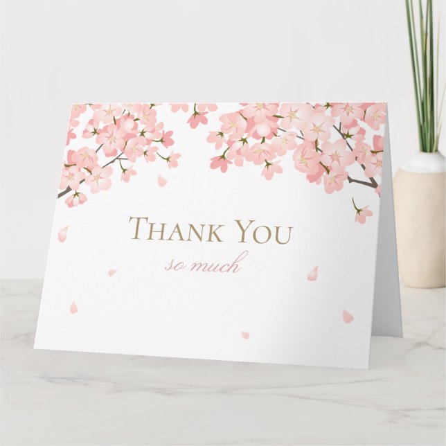 Carte De Remerciements Fleurs de cerisier japonais rose Sakura de printem (Devant)