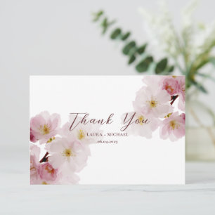 Carte De Remerciements Fleurs de cerisier rose pâle romantiques