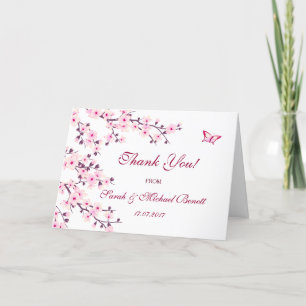 Carte De Remerciements Fleurs de cerisier rose pour mariage remerciements